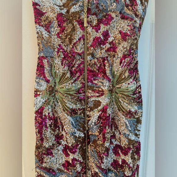 NWOT BRONX AND BANIC Dahlia Fuchsia Multi Maxi Strapless Dress - Picture 13 of 15